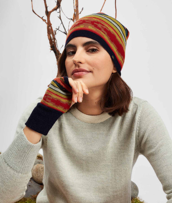 Tipped Jacquard Beanie - Savvy Red And Avocado Oil