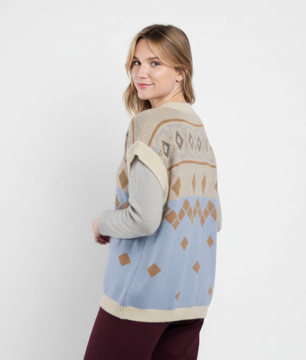 Geometric Jacquard Poncho