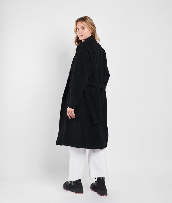 Long Wrap Coat - black