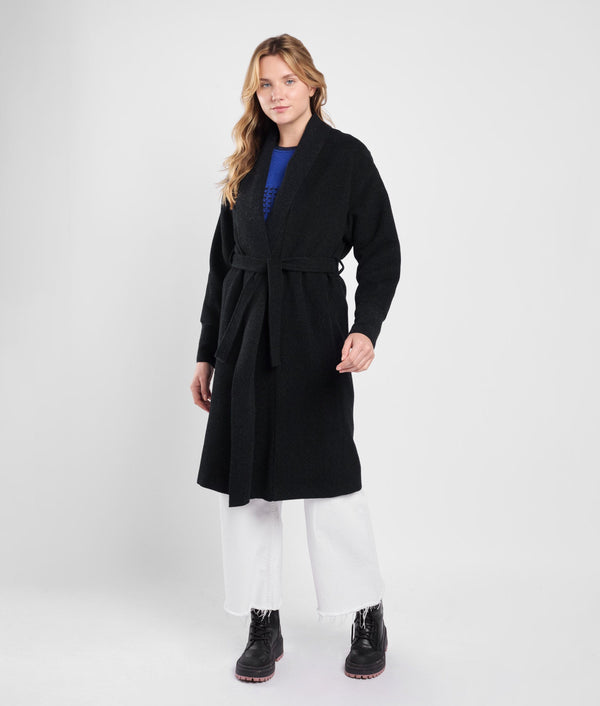 Long Wrap Coat - black