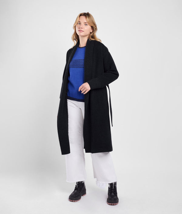 Long Wrap Coat - black