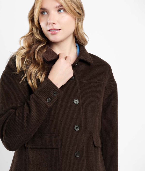 Shape Cropped Coat - coffee bean