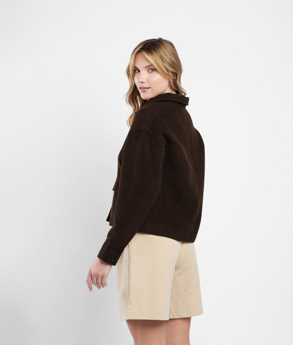 Shape Cropped Coat - coffee bean