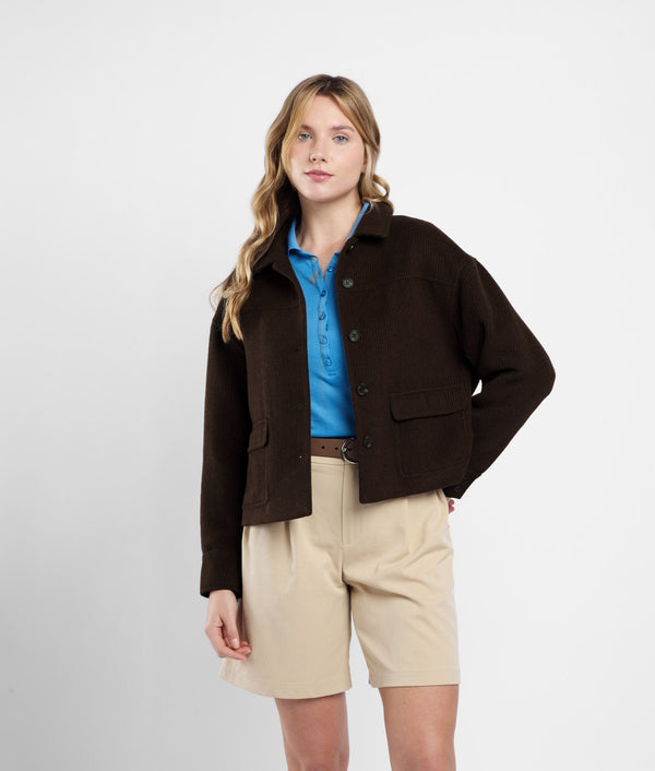 Shape Cropped Coat - coffee bean
