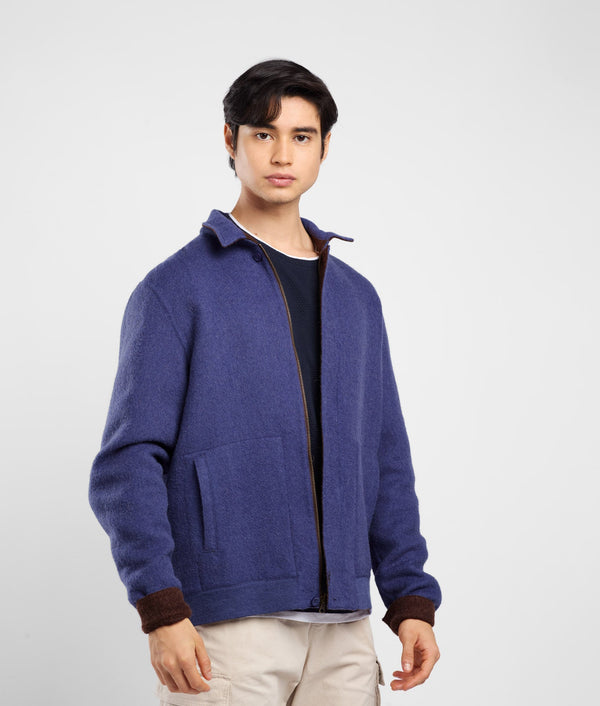 Fourties Reversible Coat - mocha bisque and skipper blue