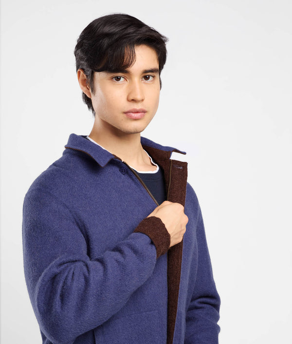 Fourties Reversible Coat - mocha bisque and skipper blue