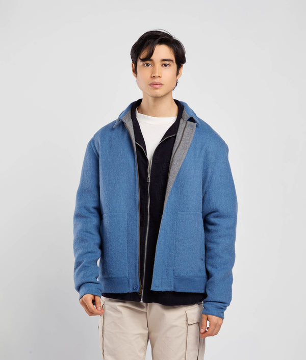 Fourties Reversible Coat - coronet blue and chateau gray