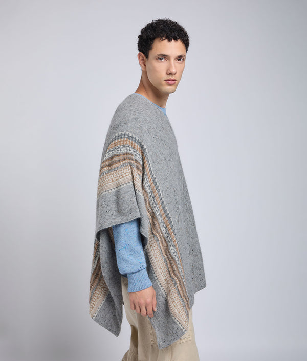 Uneven Jacquard Poncho