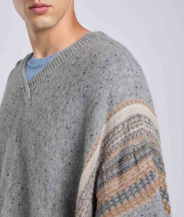 Uneven Jacquard Poncho