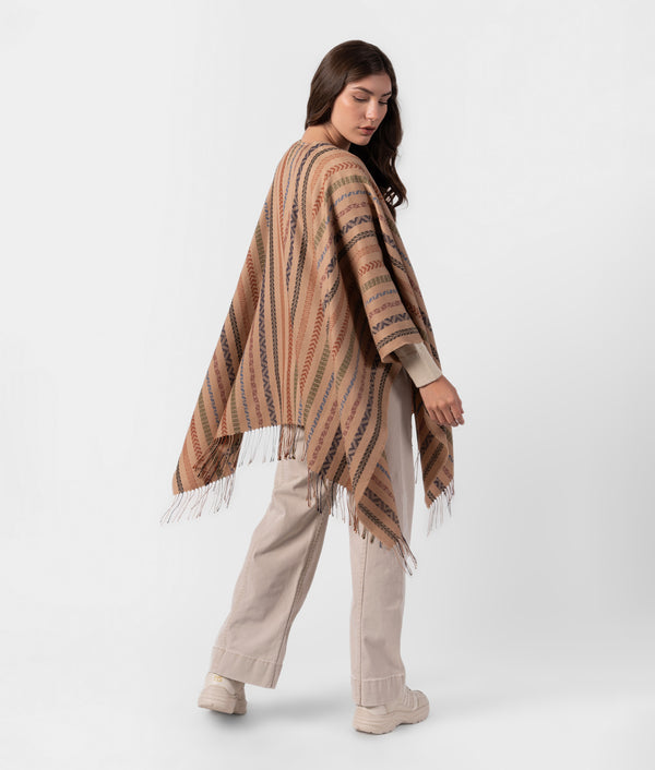 Los Simbolos Cape - Light Taupe Beige And Black