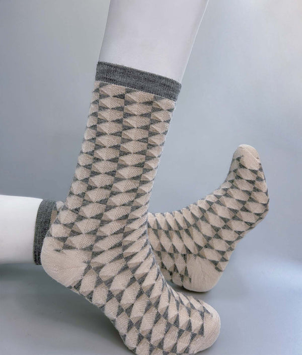 Women Socks Geoelements Jacquard - Bone