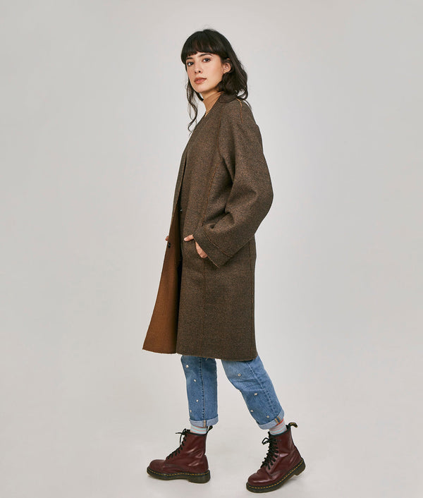 Reversible Nom Coat - Amber Brown And Dark Earth