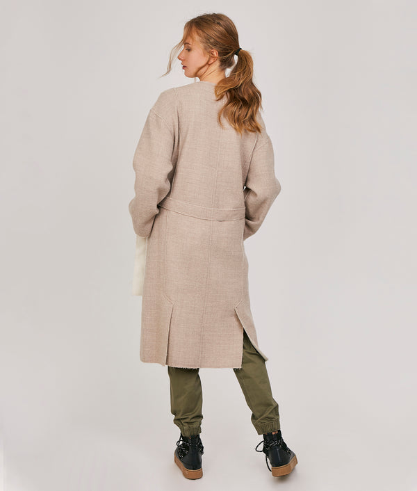 Belted Eased Reversible Coat - frayed edges