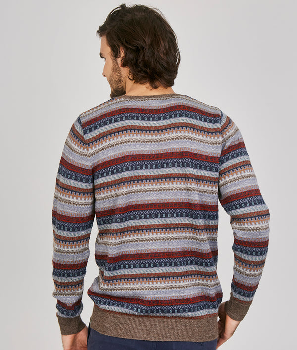 All Over Jacquard O Neck Pullover