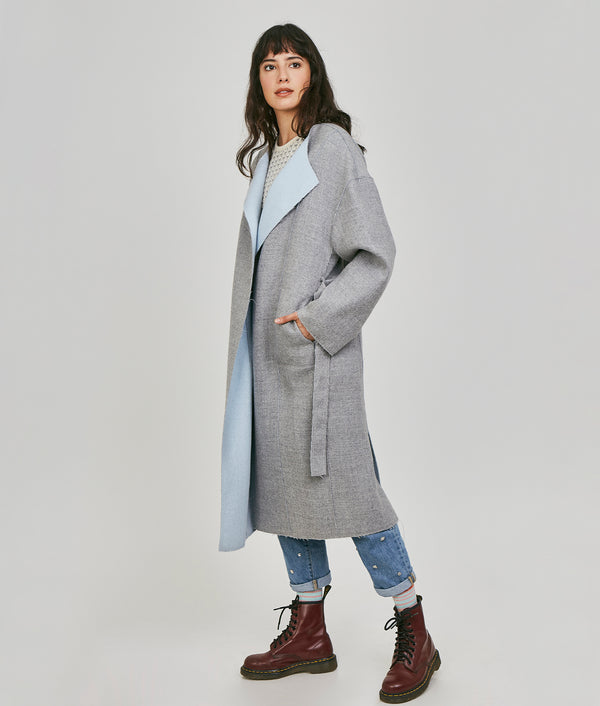 Belted Eased Reversible Coat - frayed edges