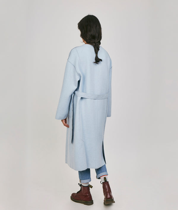 Belted Eased Reversible Coat - frayed edges